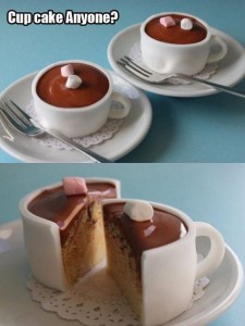 Teacups made of cake